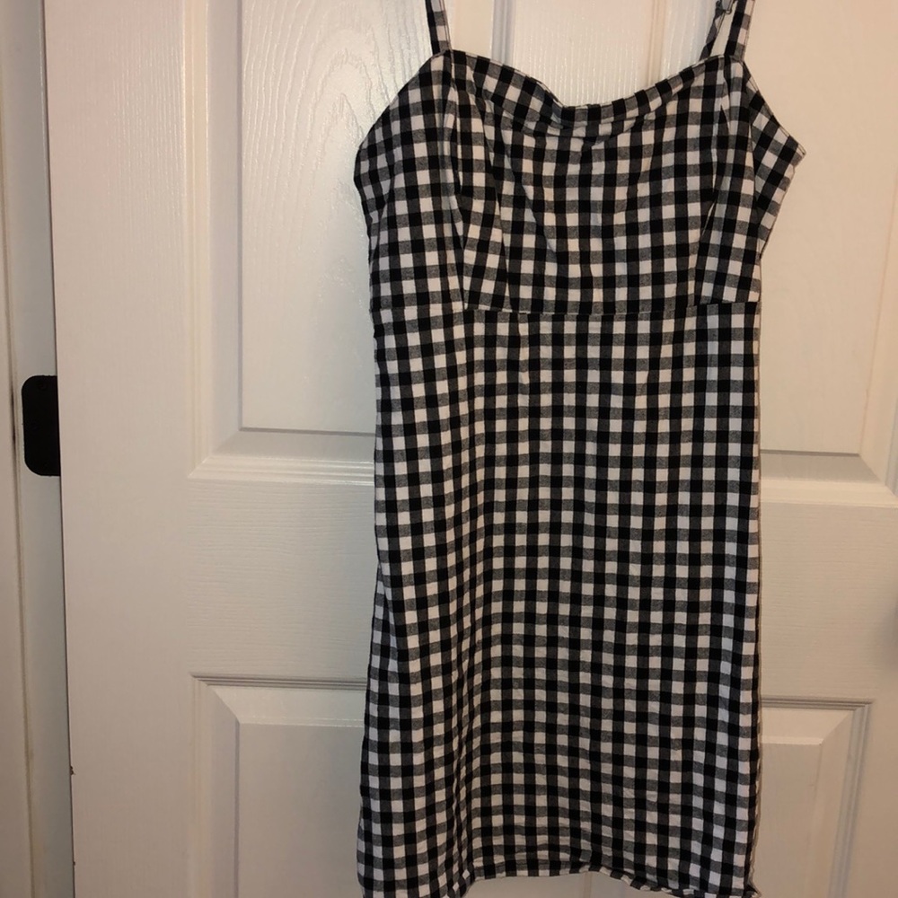 Hollister Black and White Gingham Print Dress